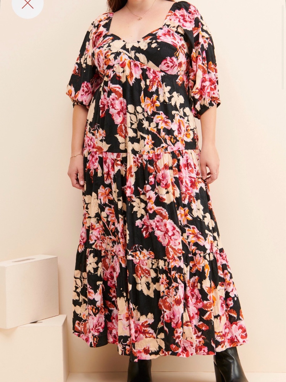 Anthropologie Blossom Puff Sleeve Maxi Dress L